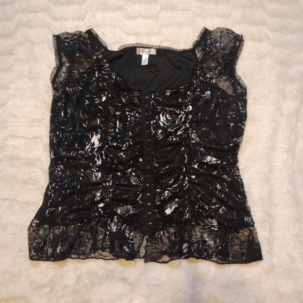 Dress Barn Black And Silver Lace Top